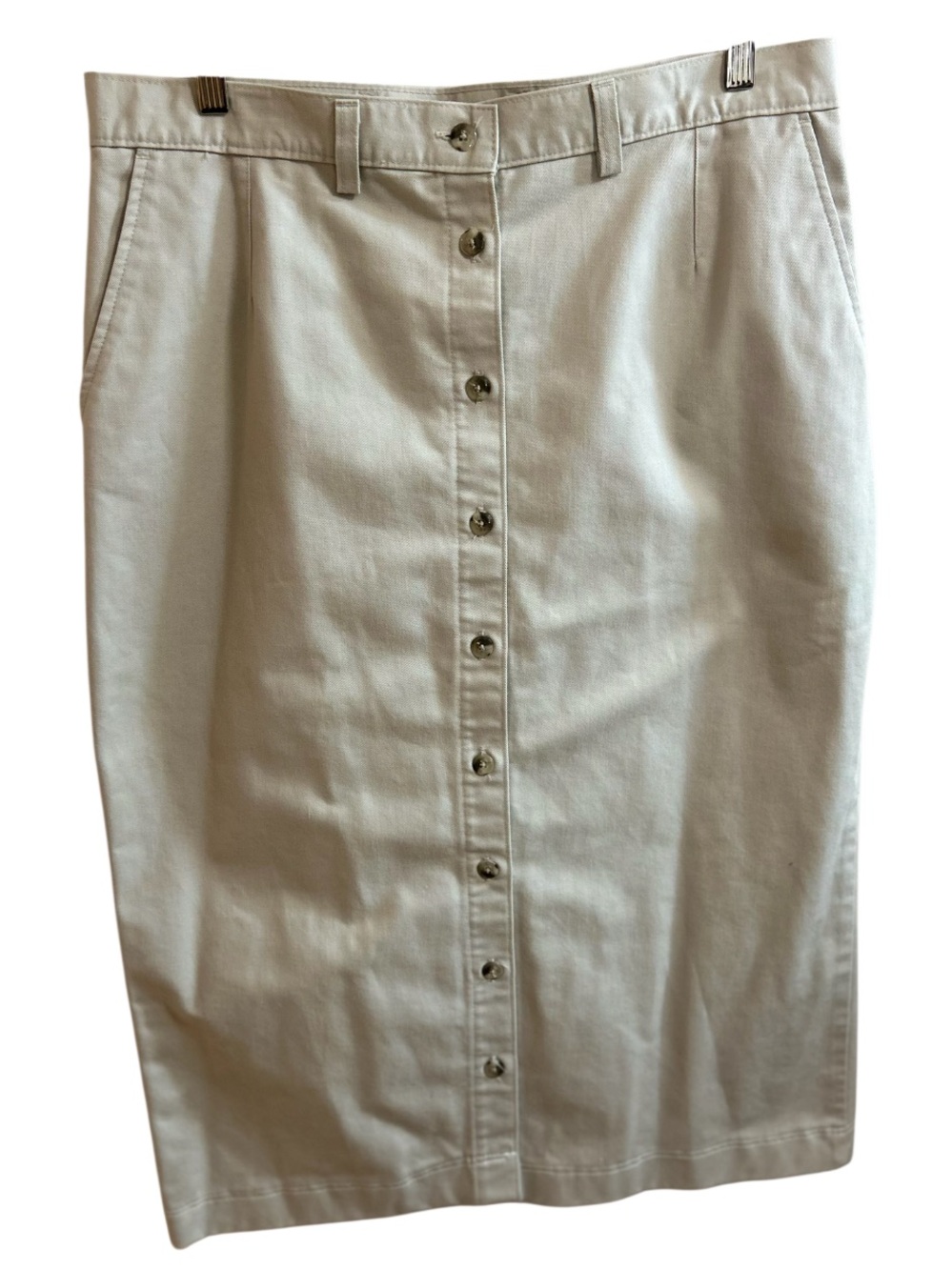 Savane VTG Khaki  Midi Skirt Button Front Modest  Minimalist Size 18 See descrip